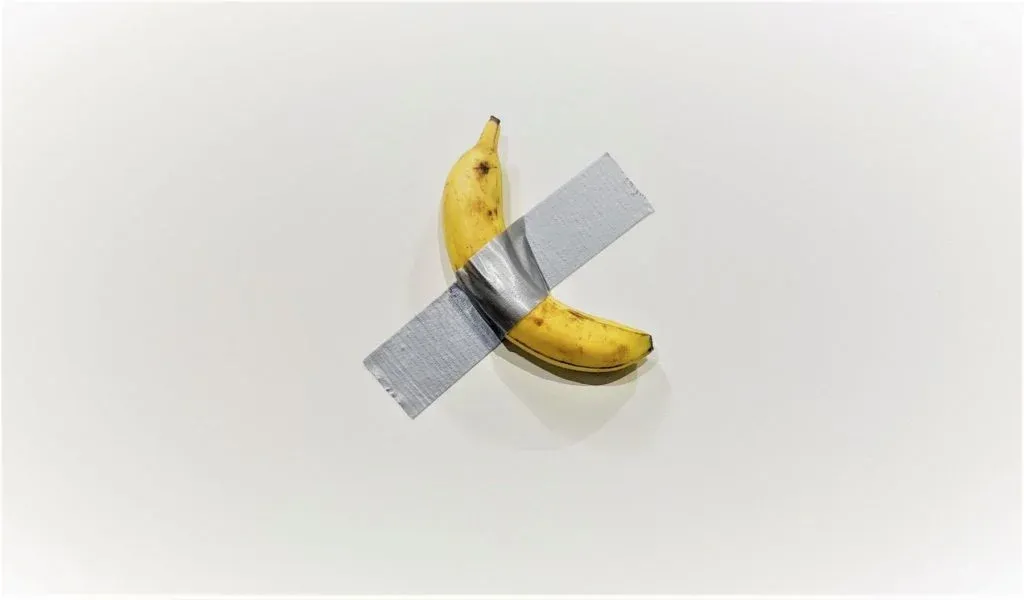 Maurizio Cattelan's&nbsp;Comedian, for sale from Perrotin at Art Basel Miami Beach. Photo by Sarah Cascone.